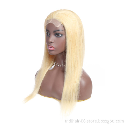 613 Blonde Human Hair Lace Closure Wig 100% Human Hair Straight Glueless Cuticle Aligned Hair Lace Front Wigs